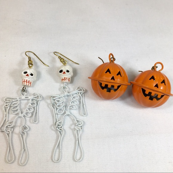 Jewelry - Halloween JACK 'O LANTERN & Skeleton Earrings 2 pk